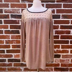 4for $20 Kori small lightweight tan dot collar sweater